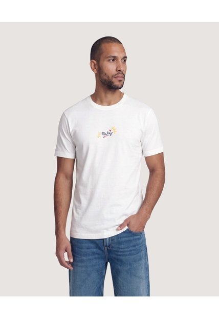 Camiseta Mickey Back Print  Para Hombre Crema Ostu
