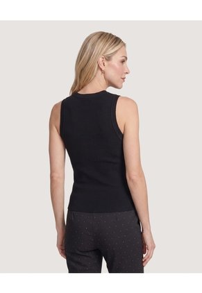 Camiseta Tejida Sin Mangas Para Mujer Negro Ostu
