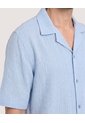 Camisa Resort Textura Natural  Para Hombre Azul Ostu de Ostu