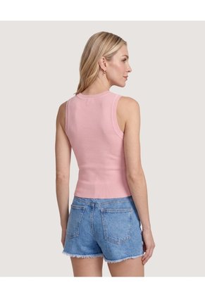 Camiseta Tejida Sin Mangas  Para Mujer Rosado Ostu