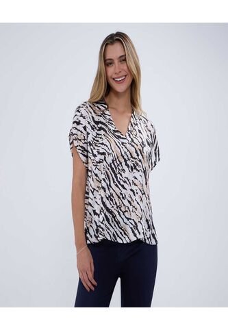 Blusa Para Mujer Manga Corta Color Crema Marca Ostu #40121051 Ostu