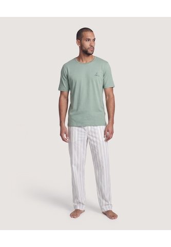 Pijama Con Rayas Clásicas  Para Hombre Gris Ostu Ostu