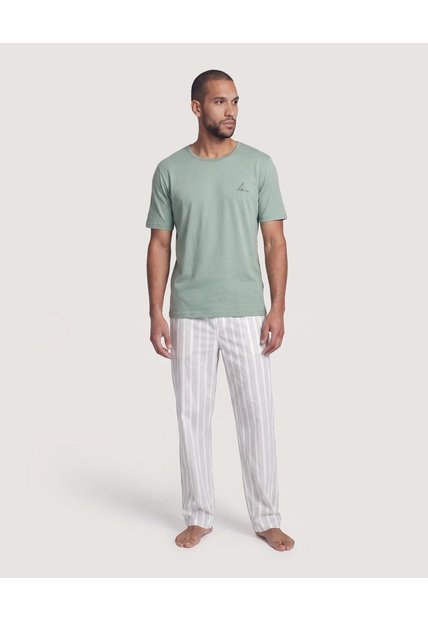 Pijama Con Rayas Clásicas  Para Hombre Gris Ostu
