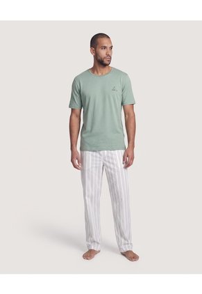 Pijama Con Rayas Clásicas Para Hombre Gris Ostu