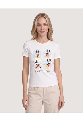 Camiseta Mickey Mouse Retro Para Mujer Crema Ostu