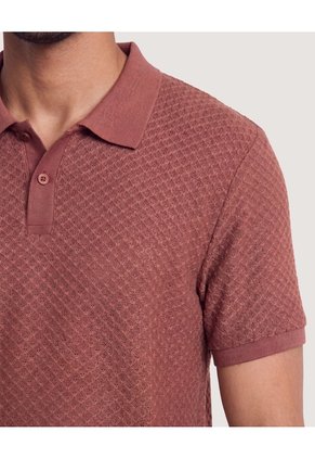 Polo Texturizada  Para Hombre Terracota Ostu