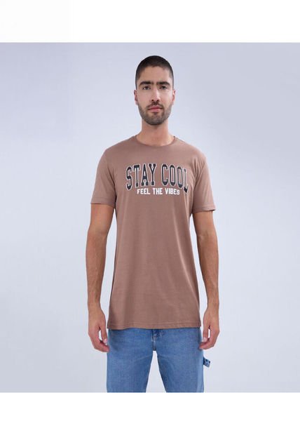 Camiseta Para Hombre Manga Corta Color Café  Marca Ostu #60091326