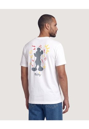 Camiseta Mickey Back Print  Para Hombre Crema Ostu