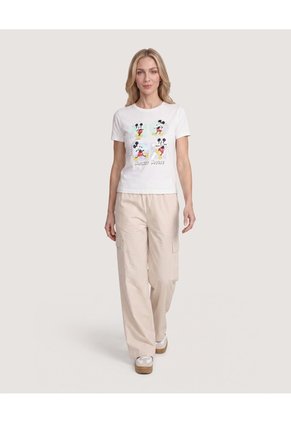 Camiseta Mickey Mouse Retro Para Mujer Crema Ostu