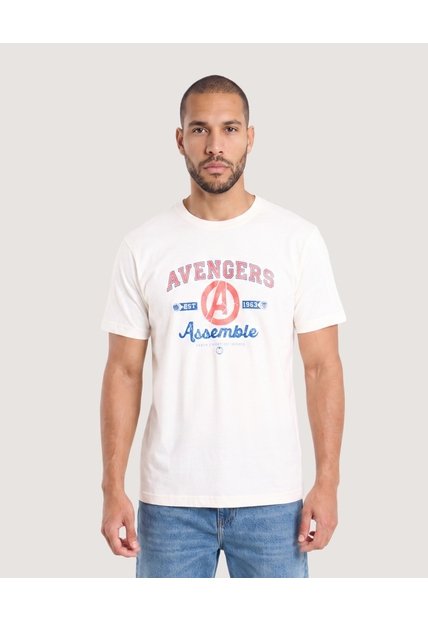 Camiseta Avengers Assemble  Para Hombre Marfil Ostu