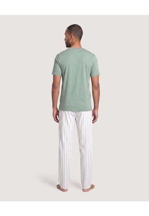 Pijama Con Rayas Clásicas Para Hombre Gris Ostu