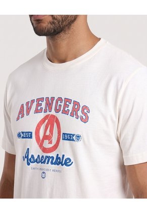 Camiseta Avengers Assemble  Para Hombre Marfil Ostu