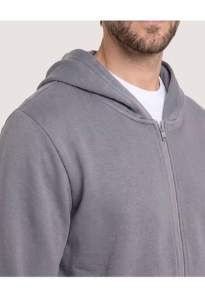 Buzo Zipper Unicolor  Para Hombre Gris Ostu