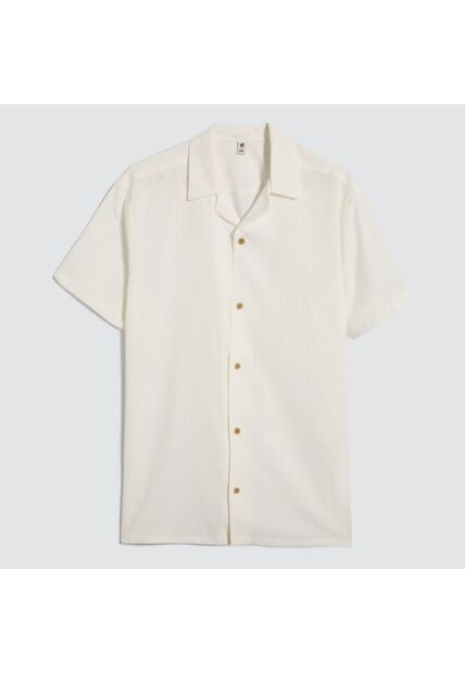 Camisa Para Hombre Manga Corta Sin Bolsillo Color Crema Marca Ostu #60010730