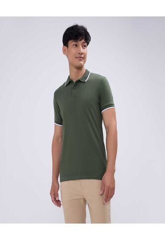 Polo Para Hombre Cuello Tejido Sin Bolsillo Color Verde  Marca Ostu #60110713 Ostu