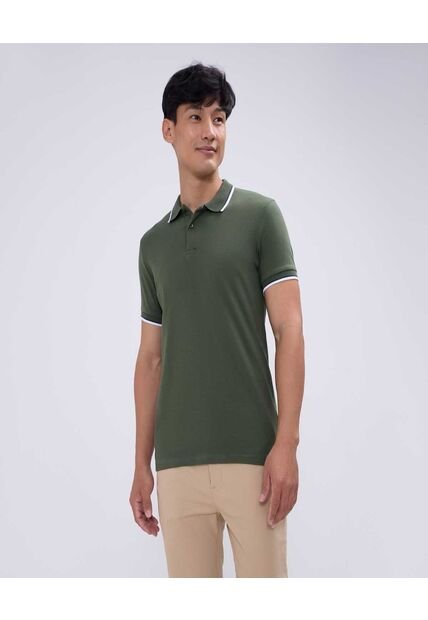 Polo Para Hombre Cuello Tejido Sin Bolsillo Color Verde  Marca Ostu #60110713