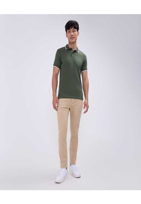 Polo Para Hombre Cuello Tejido Sin Bolsillo Color Verde  Marca Ostu #60110713