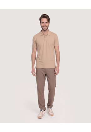Polo Basica Para Hombre Café Ostu