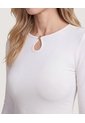 Camiseta Manga Larga Con Abertura  Para Mujer Crema Ostu de Ostu