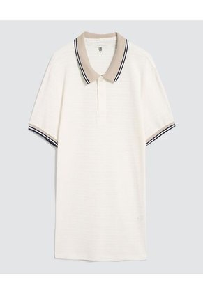 Polo Para Hombre Cuello Tejido Sin Bolsillo Color Crema Marca Ostu #60110694