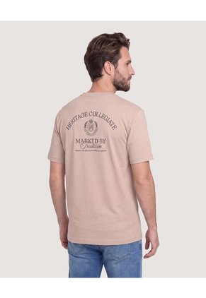 Camiseta Estampado Posterior  Para Hombre Café Ostu