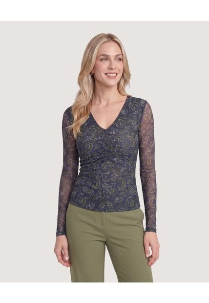 Camiseta Abertura En Gota Minimal  Para Mujer Verde Ostu