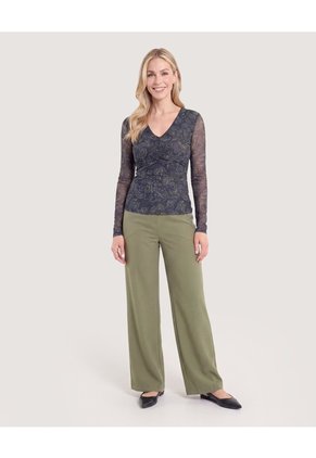 Camiseta Abertura En Gota Minimal  Para Mujer Verde Ostu