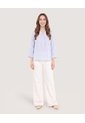 Blusa Basica Manga ¾  Para Mujer Azul Ostu de Ostu