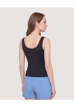 Top Largo Doble Vestibilidad  Para Mujer Negro Ostu
