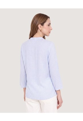 Blusa Basica Manga ¾  Para Mujer Azul Ostu