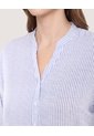 Blusa Basica Manga ¾  Para Mujer Azul Ostu de Ostu