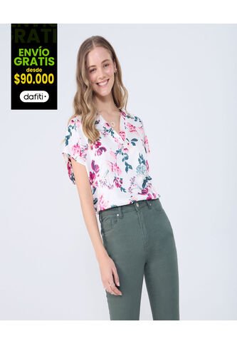 Blusa Para Mujer Manga Corta Color Rosa Marca Ostu #40121110 Ostu