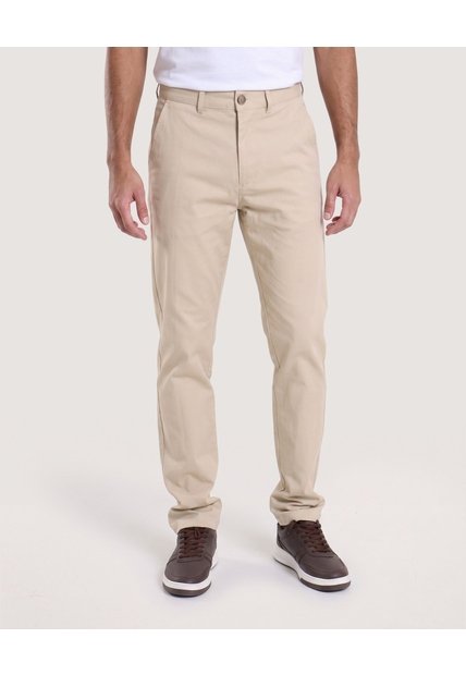 Pantalón Basico Chino  Para Hombre Beige Ostu