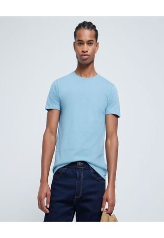 Camiseta Para Hombre Manga Corta Color Azul Medio Marca Ostu #60091105 Ostu