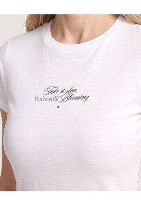 Camiseta Slim Estampada Para Mujer Blanco Ostu