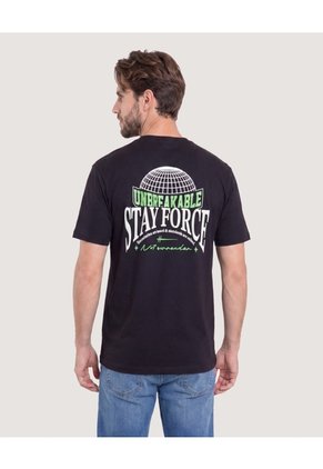Camiseta Estampado Posterior Para Hombre Negro Ostu