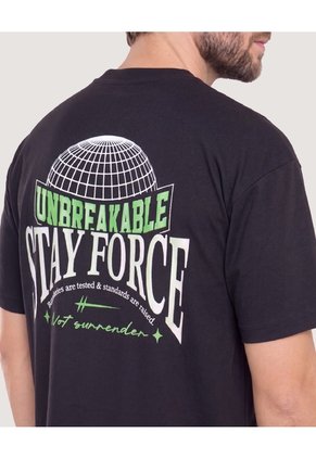 Camiseta Estampado Posterior Para Hombre Negro Ostu