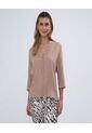 Blusa Para Mujer Manga 3/4 Color Beige Marca Ostu #40121032 de Ostu
