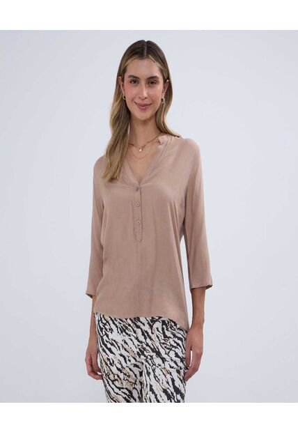 Blusa Para Mujer Manga 3/4 Color Beige Marca Ostu #40121032