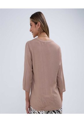 Blusa Para Mujer Manga 3/4 Color Beige Marca Ostu #40121032