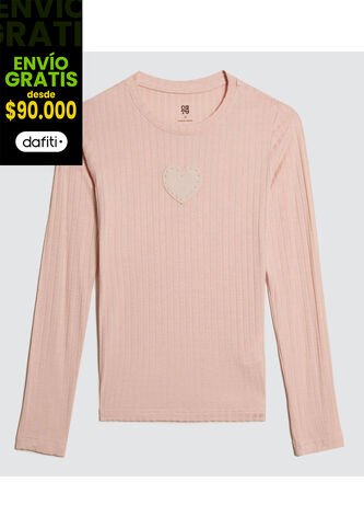 Camiseta Para Niña Manga Larga Cuello Redondo Color Rosado  Marca Ostu #90090257 Ostu