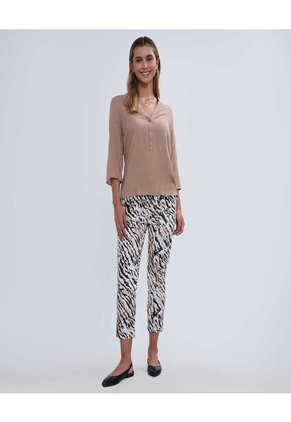 Blusa Para Mujer Manga 3/4 Color Beige Marca Ostu #40121032