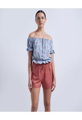 Blusa Para Mujer Manga Corta Color Azul  Marca Ostu #40120684 Ostu