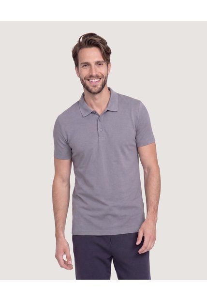 Polo Basica  Para Hombre Gris Ostu