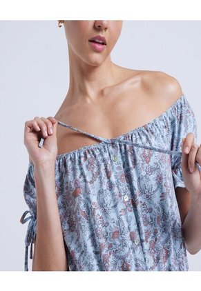 Blusa Para Mujer Manga Corta Color Azul Marca Ostu #40120684