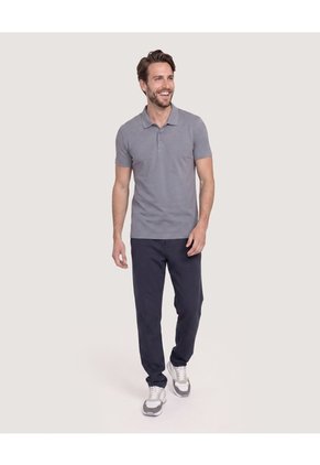 Polo Basica  Para Hombre Gris Ostu
