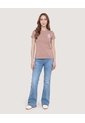 Camiseta Slim Estampada  Para Mujer Beige Ostu de Ostu