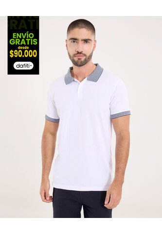 Polo Para Hombre Cuello Tejido Sin Bolsillo Color Blanco Marca Ostu #60110751 Ostu