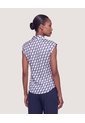 Blusa Estampada Cuello Solapa  Para Mujer Azul Ostu de Ostu