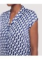 Blusa Estampada Cuello Solapa  Para Mujer Azul Ostu de Ostu